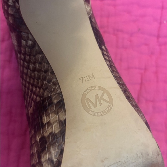 Michael Kors Brown and Tan Snake Print Heels, US7,5
